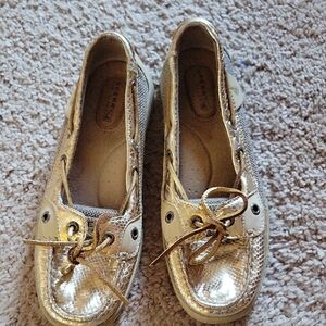 Sperry Gold Metallic Boat Shoes